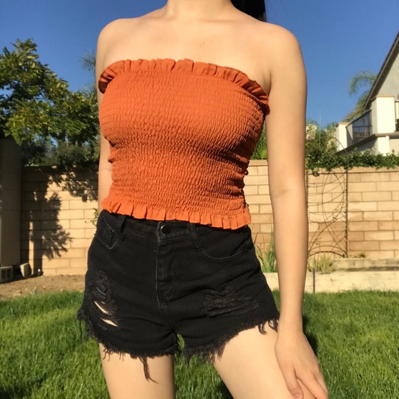 Orange Smocked Top - Picture 1 of 4